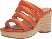 Sam Edelman Yuki Cali Orange Open Toe Slip On Strappy Wedge Heeled Sandals