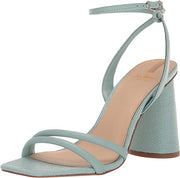 Sam Edelman Kia Tide Blue Squared Open Toe Ankle Strap Block Heeled Wide Sandals