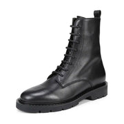 Sam Edelman Elliott Black Leather Rounded Toe Combat Ankle Lug Sole Boots