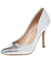 Charles David Maxx Silver Slip On Pointed Toe Padded Footbed Fabric Dress Pumps