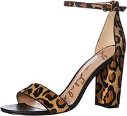 Sam Edelman Yaro New Nude Leopard Adjustable Ankle Strap Leather Heeled Sandal (5, NUDE LEOPARD)