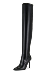 Steve Madden Vivee Black Paris Pointed Toe Stiletto Heel Over The Knee Boots