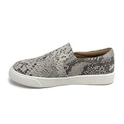 Soda Reign Beige Python Perforated Slip On Rounded Toe Fashion Low Top Sneakers