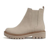 Soda Pilot Cream/Tan Nubuck Pull On Rounded Toe Chunky Heel Combat Ankle Boots