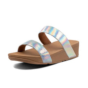 FitFlop Lottie Silver Iridescent Scale Slides Slip On Fashion Urban Sandals