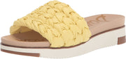 Sam Edelman Ainslie Butter Yellow Open Round Toe Braid Straps Flat Slide Sandals