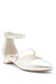 Louise et Cie Claire Strap Breezy Open Flat Sterling Silver Pointed Toe Flats