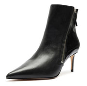 Schutz Cinema Black Side Zipper Pointed Toe Stiletto Kitten Heel Ankle Boots