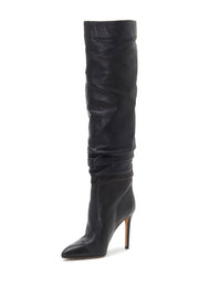 Vince Camuto Kashiana Black Stiletto Slouched Pull-on Fashin Knee Dress Boots