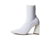 Schutz Marila White Pull On Stretchy Block Heel Pointed Toe Fashion Mesh Boots