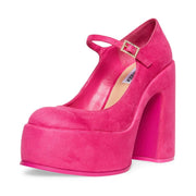 Steve Madden Elyssa Pink Block Heel Retro Mary Jane Velvet Platform Pumps