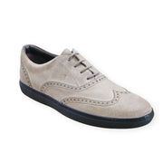 Tod's Mens Penny Beige Leather Elegant Lace Up Wingtip  Rubber Sole Dress Shoes