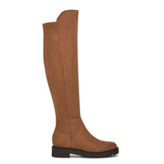 Nine West Tread2 Tan Suede Fashion Zipper Leather Round Toe Over The Knee Boots