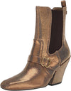 Sam Edelman Suzette Deep Gold Buckle Detailed Squared Toe Fashion Ankle Boots