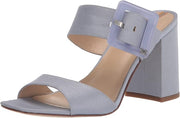 Sam Edelman Dalton Oslo Blue Oversized Buckle Slip-On Block Heeled Dress Sandals