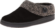 Clarks Women's Fairisle Scuff Leather Slipper Mules Sweater Cuff Clog (6, Black)