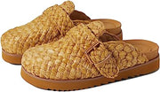 Ash Galeia Natural Woven Vamp Buckle Slip On Rounded Toe Flat Clogs Slippers