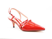 Schutz Red Strappy Fernanda Pointy Toe Ankle Clasp Low Heel Comfort Dress Pump