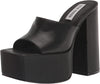 Steve Madden Trixie Black Leather Block Leather Open Toe PLatform Mule Sandals