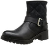Bronx FA LENA Women's FLOR ENE Black Leather Fur Lined Biker Moto Ankle Booties