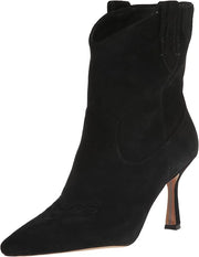 Sam Edelman Moe Black Suede Pointed Toe Stiletto Heeled Pull On Ankle Booties