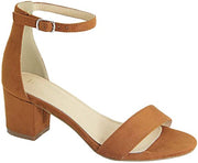 Bella Marie Women's Jean-08 Tan Suede Strappy Open Toe Block Heel Sandal