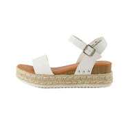 CUSHIONAIRE Melissa White Fashion Ankle Strap Espadrille Platform Wedge Sandals 6