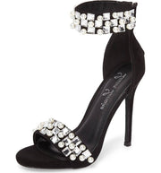 Lauren Lorraine Sizzle Black Pearl & Gem Embellished High Heel Two Piece Sandals