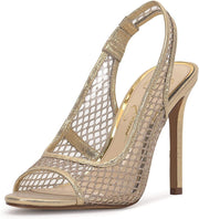 Jessica Simpson Jaisey Clear/Gold Peep Toe Slingback Stiletto Heeled Sandals