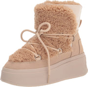 Ash Moboo Eggnug/Biscuit Pull On Ultracozy Fur Detailed Platform Ankle Boots