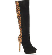 Jessica Simpson Rollin Fashion Boot Black/Natural Leopard Knee High Dress Boots