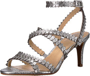 Vince Camuto Yuria Heeled Sandal Gleaming Silver Strappy Mid Heel Dress Sandal