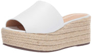 Schutz White Leather Thalia Open-Toe Slip-On Espadrille Wedge Platform Sandals