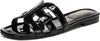 Sam Edelman Bay Black Patent Round Toe Slip On Leather Flats Slides Sandals 9.5