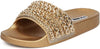 Cape Robbin Moira-18 Gold Metallic Embellished Footbed Pool Slides Flats Sandals