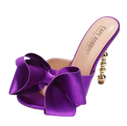 Cape Robbin Salsa Purple Sexy High Heels Open Toe Sculptural Heel Mule Oval Pump