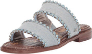 Sam Edelman Hopie Riviera Blue Slip On Squared Open Toe Double Straps Sandals