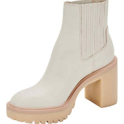 Dolce Vita Caster Sandstone Canvas Pull On Block Heeled Fashion Ankle Boots