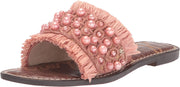 Sam Edelman Guthrie Rose Open Toe Round Toe Slip On Pearl Detailed Flats Sandals