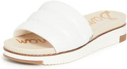 Sam Edelman Annalisa Bright White Leather Slip-On Padded Strap Slide Sandal