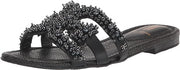 Sam Edelman Bay Black Perla Slide Mule Open-Toe Slip-On Leather Flats Sandals