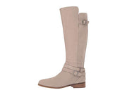 Lucky Brand Paxtreen Chinchilla Beige Leather Knee High Stacked Heel Dress Boots