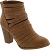 MIracle Miles Urban-04 Cut Out Strappy Chunky Ankle Booties Cut Out Distressed Boots