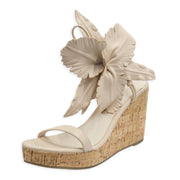 Cecelia New York Lilly Nude Cork Ankle Strap Open Toe Wedge Heeled Sandals