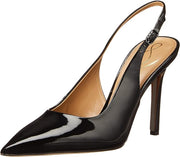 Sam Edelman Hazel Sling Black Patent Stiletto Heeled Pointed Toe Dress Wide Pump