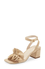 Cecelia New York Heather Beige Suede Open Toe Ankle Strap Block Heel Sandals