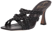 Sam Edelman Marjorie Black Leather Open Toe Mules Pumps Heeled Strap Sandals