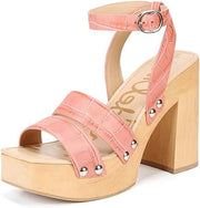 Sam Edelman Rosalind Terra Rose Squared Toe Ankle Strap Block Heeled Sandals
