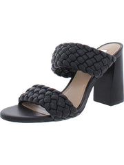 Steve Madden Tielo Black Fashion Texture Straps Slide Stacked Heeled Sandals