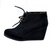 City Classified Soda Rex Black Lace Up Oxford Wedge Booties